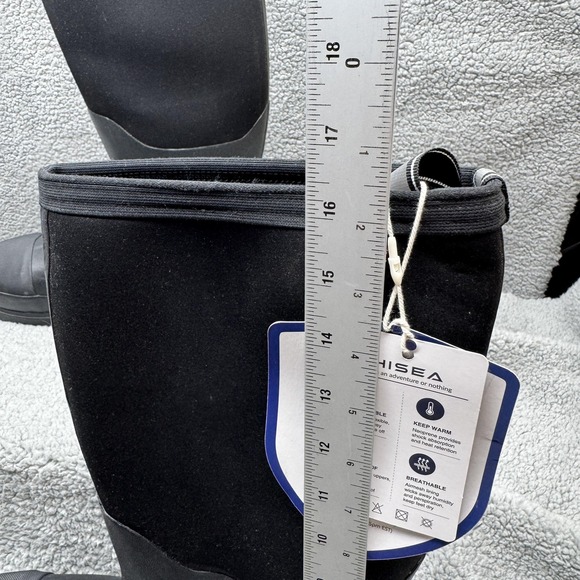 Hisea Boots Mens Size 13 Black Neoprene Waterproof Rubber Rain Work Outdoor - Picture 4 of 15